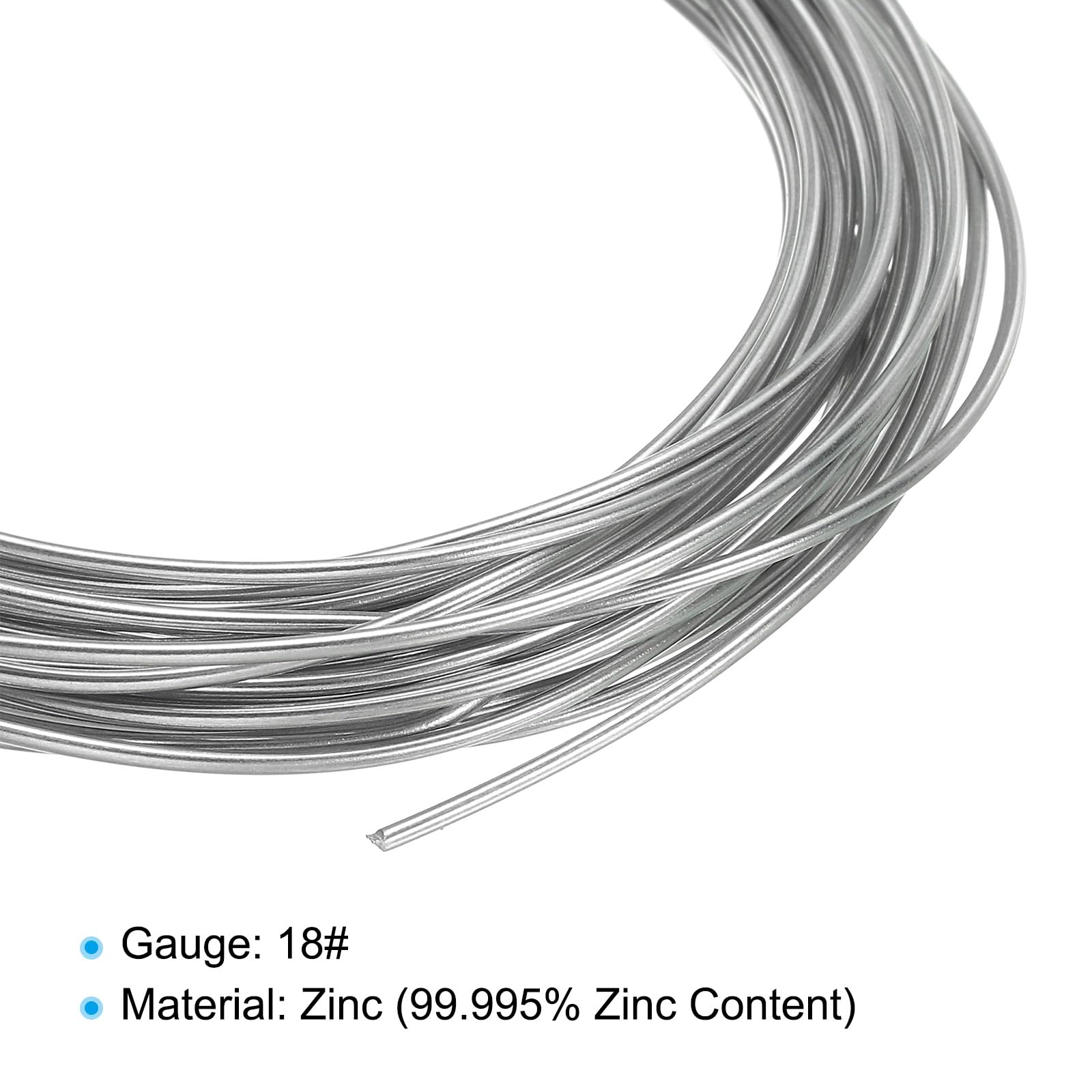 PATIKIL 99.99% High Purity Zinc Wire, 18 Gauge Pure Zinc Wire 1.2mm Soft Beading Lab Scientific Experiment Tool (16.4Ft/Roll) - Image 4