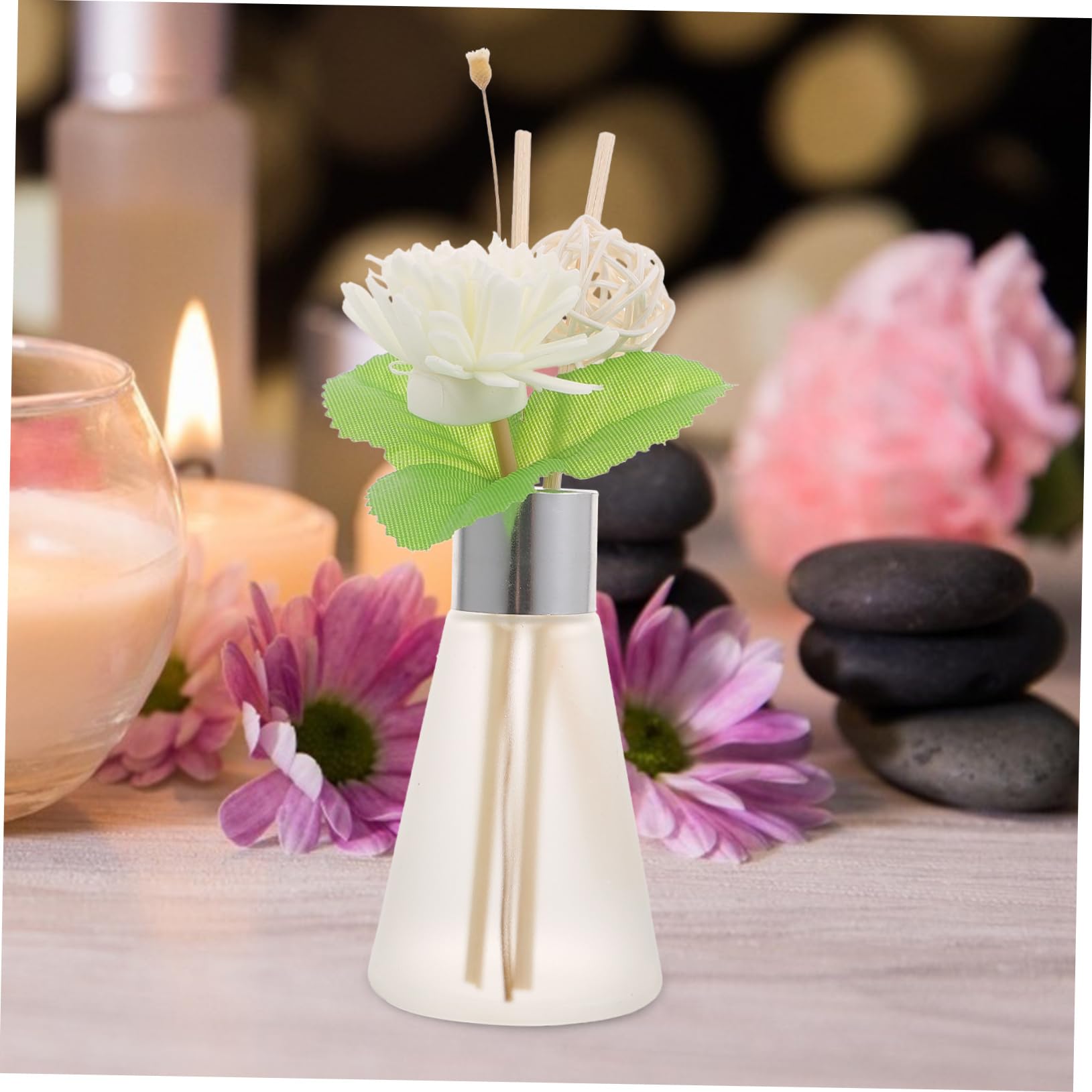 BESTYASH 3 Stück Aroma Diffusor Flasche aus Klarglas mit Getrockneten Blumen Dekorative Duftflasche für Aromatherapie für Raumduft
