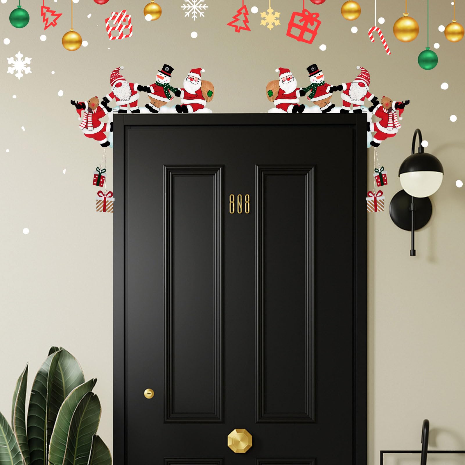 Happirra Weihnachts Türschmuck Aus Holz - Rentier & Weihnachtsmann Deko Für Türen