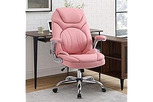 Ergonomic Executive Pink Office Chairs w/ Lumbar Support and Padded Flip-up Armrests:...