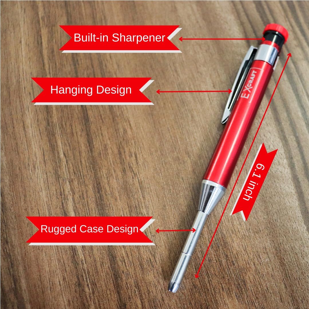 Red Carpenter Pencil - Metal Mechanical with Sharpener -2 Red Carpenter Pencil - Metal Mechanical with Sharpener -2