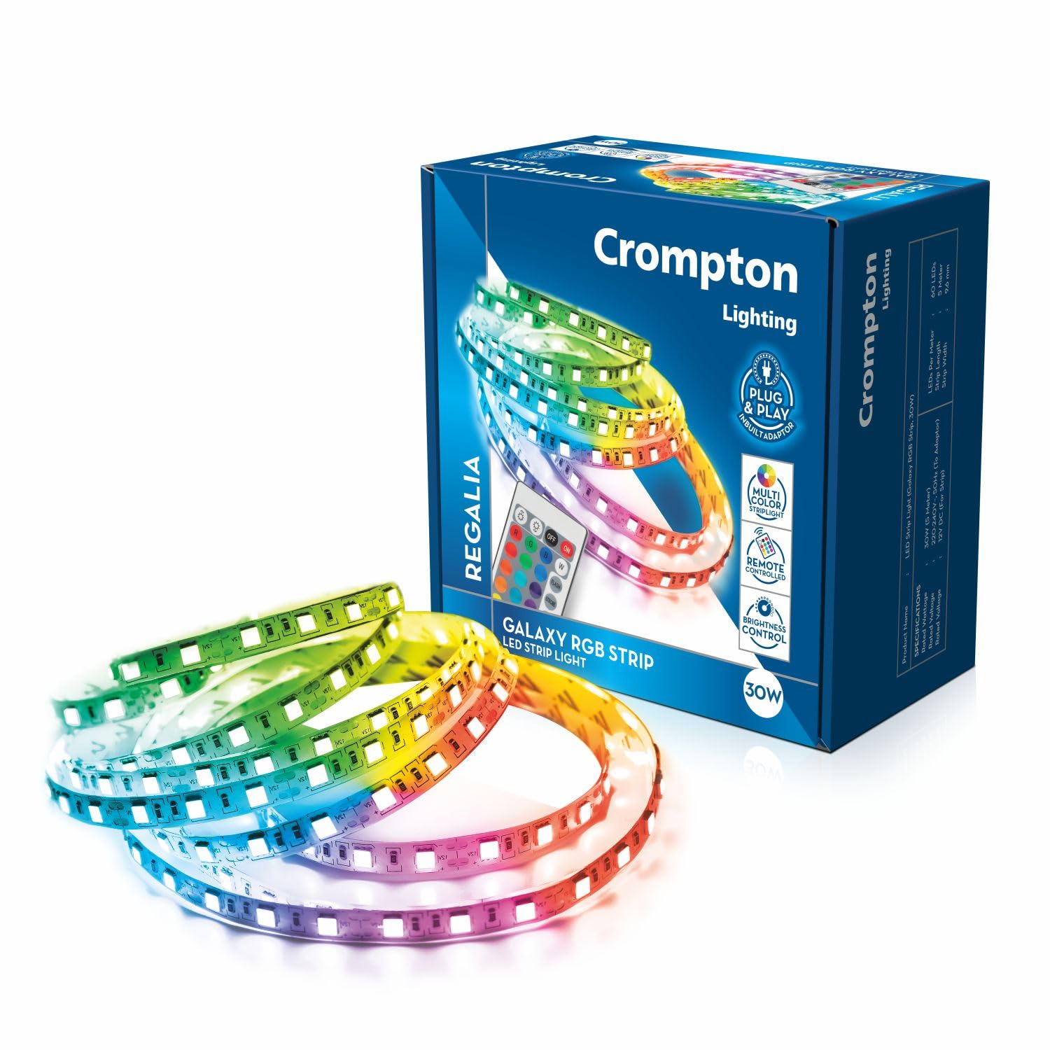 Crompton Galaxy | Strip Light | 5 Meter | 300 LED | 36W | with in-Built Adaptor | Multicolour LED Lights (RGB) | Operated with Remote Control | 16 Modes Remote Control| Pack of 1-image-19