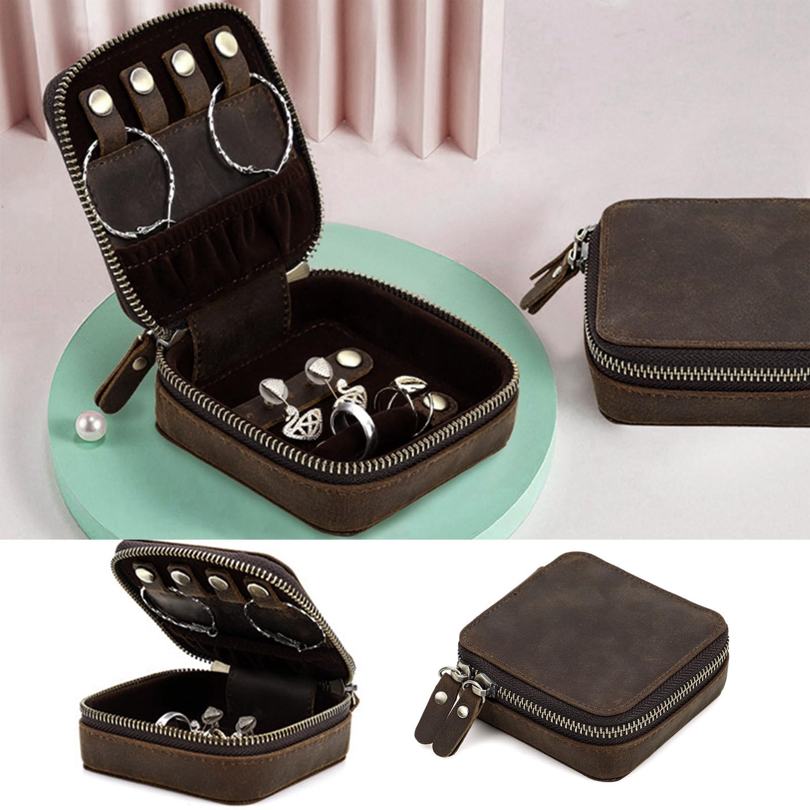 Pelle bovina Scatola di Orologio Portatile Gioielli Custodia Da Viaggio Per Gli Uomini Donne Accessori Dei Monili Caso di Visualizzazione Regali Per Mar