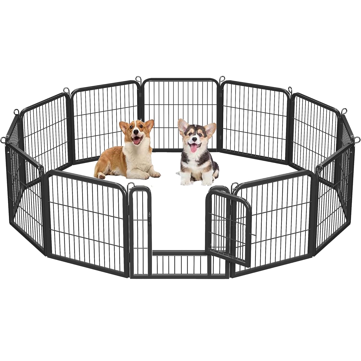 HEYOUTH Dog Park 12 Panels, H60 cm Dog Fences, Folding Metal Dog Barrier, with Door Lock, for Indoor, Outdoor, Rabbit, Fence, Dog Playpen