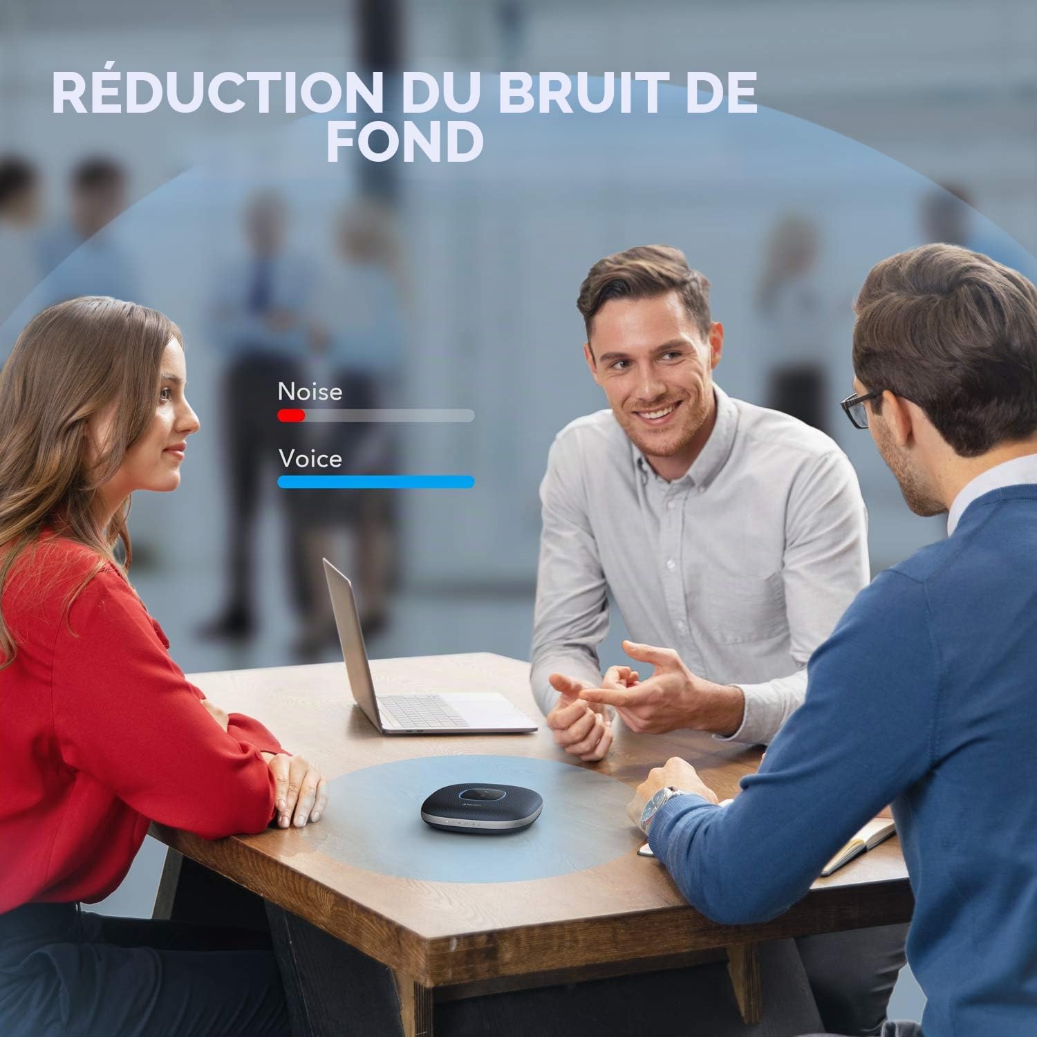 Anker PowerConf Haut-Parleur Bluetooth de conférence avec 6 micros intégrés | Captation et enregistrement de voix améliorés, 24 heures d’autonomie, USB-C, certifié Zoom, pour bureau à domicile