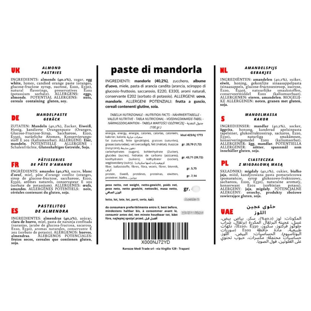 RAREZZE | Biscotti di Pasta di Mandorla Siciliana al GELSO | Deliziosa confezione regalo (kg.1) | Dolci tipici di Sicilia | Preparazione artigianale | Spediti appena sfornati !
