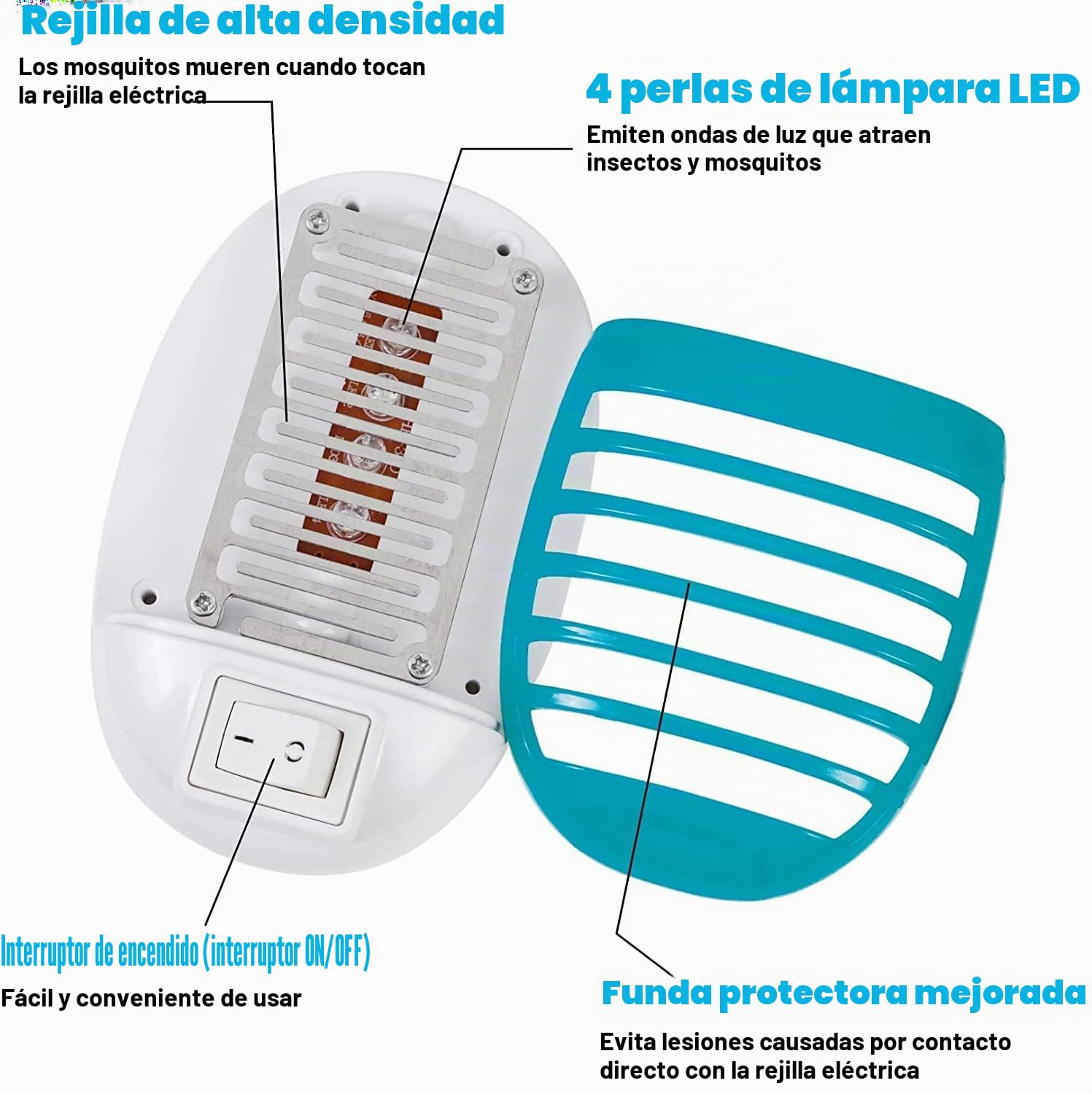 Profesional Lámpara Anti Mosquitos,4pack Mata Moscas y Mosquitos Eléctrico, Lámpara Antimosquitos para Interior, Mata Moscas Electrónico, Ilumina y Mata Insectos Voladores,100% eficaz
