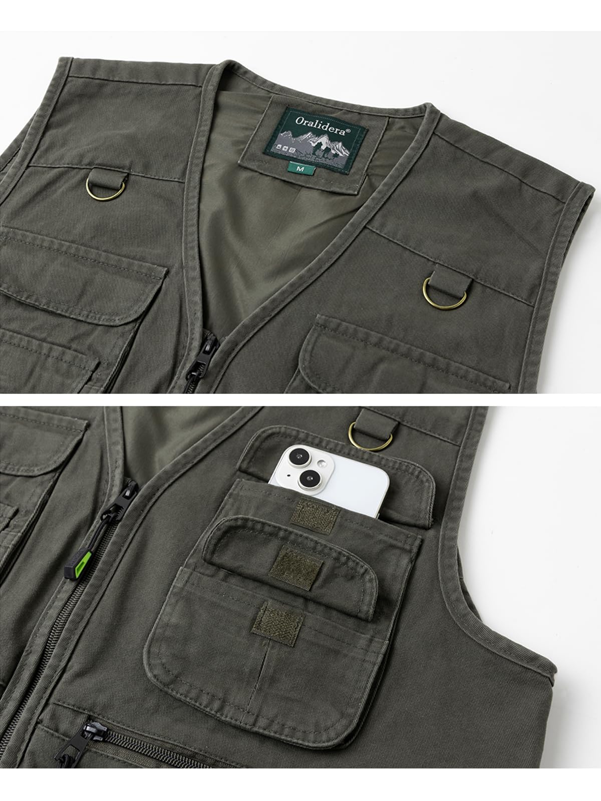 Herren Weste Outdoor Wandern Anglerweste Fotografie Freizeitweste Sport Baumwolle Safari Weste mit Vielen Taschen für Jagd Angeln Camping