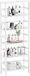 HITNET Bamboo Bookshelf, 6-Tier Tall Open Bookcase with Adjustable Shelves, Floor Standing Storage Shelf Unit for Living Room Bathroom Home Office, Black