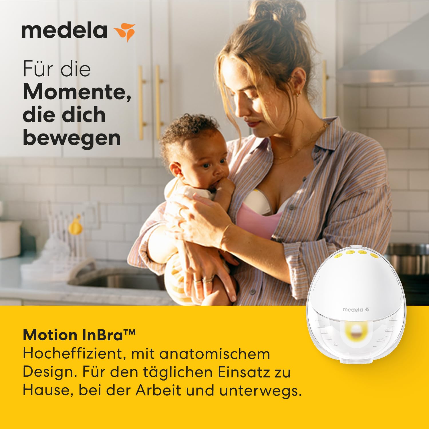 Medela Motion InBra tragbare elektrische Milchpumpe mit Aufbewahrungstasche