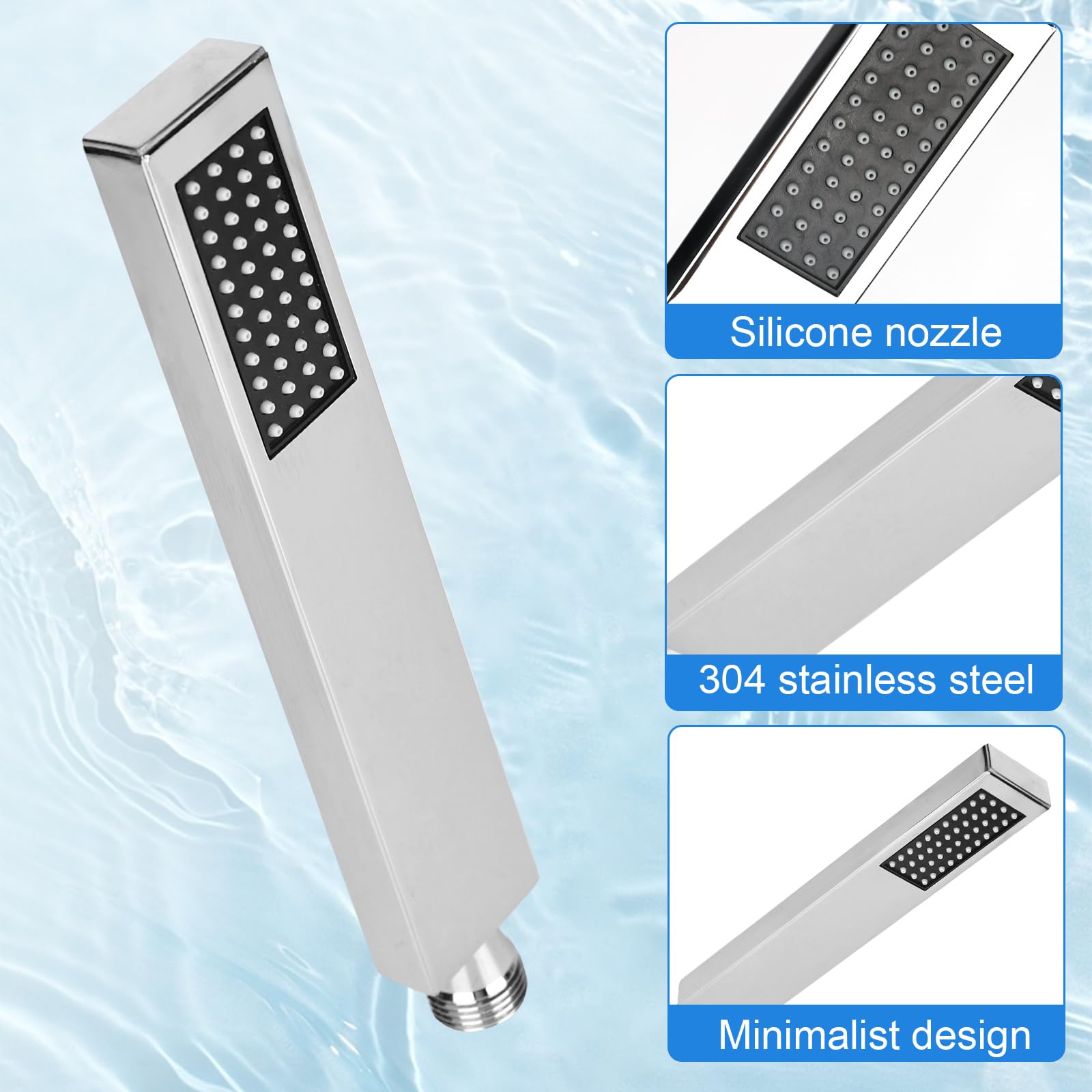 YYTECH Handheld Shower Head High Pressure Shower Solid Brass Square Shower Head with Handheld Sprayer Chrome Universal Hand Shower - Image 3