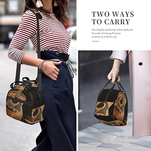 Miniatura 6 de NONHAI Lonchera térmica con diseño de guitarra del viejo oeste, para mujeres y hombres, reutilizable, a prueba de fugas, para oficina, viajes, picnic