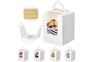 Individual Single Cupcake Treat Boxes with Handle - 60 Pack