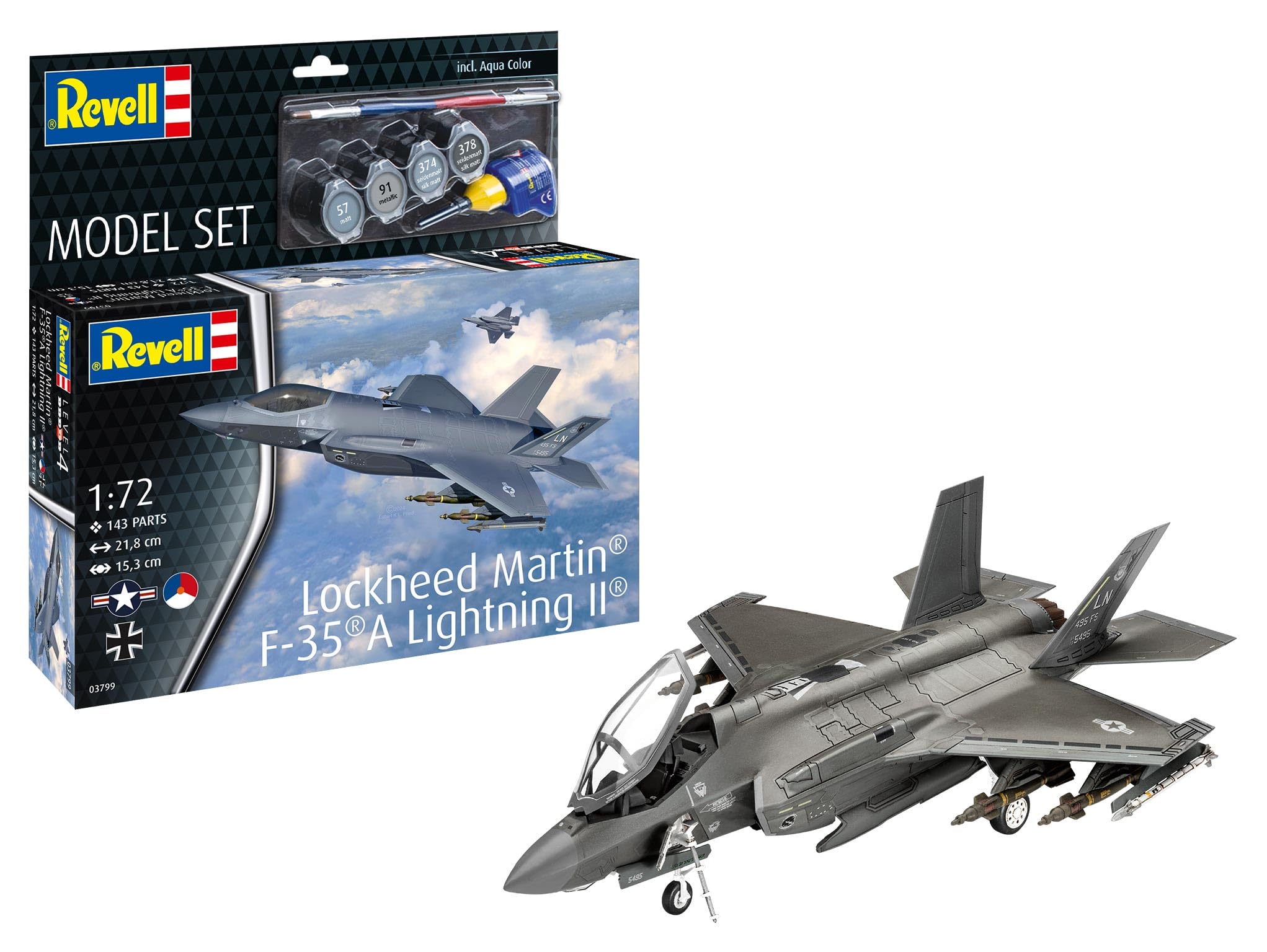 Revell 1/72 F-35A Lightning II Lockheed Martin Model Kit Paint Glue