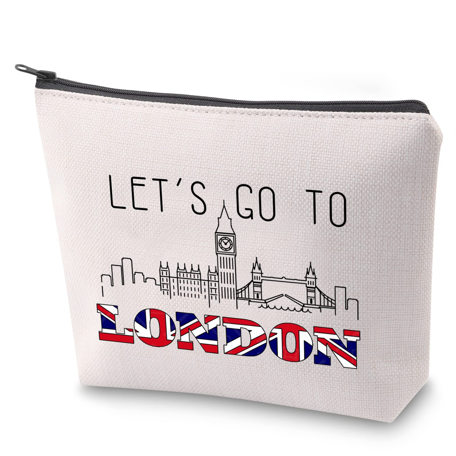 London Tavel Gift London Trip Travel Case Let’s Go To London Tavel Bag Travel Addict Cosmeic Bag Journey Together Makeup Bag London Travel Souvenir (London)