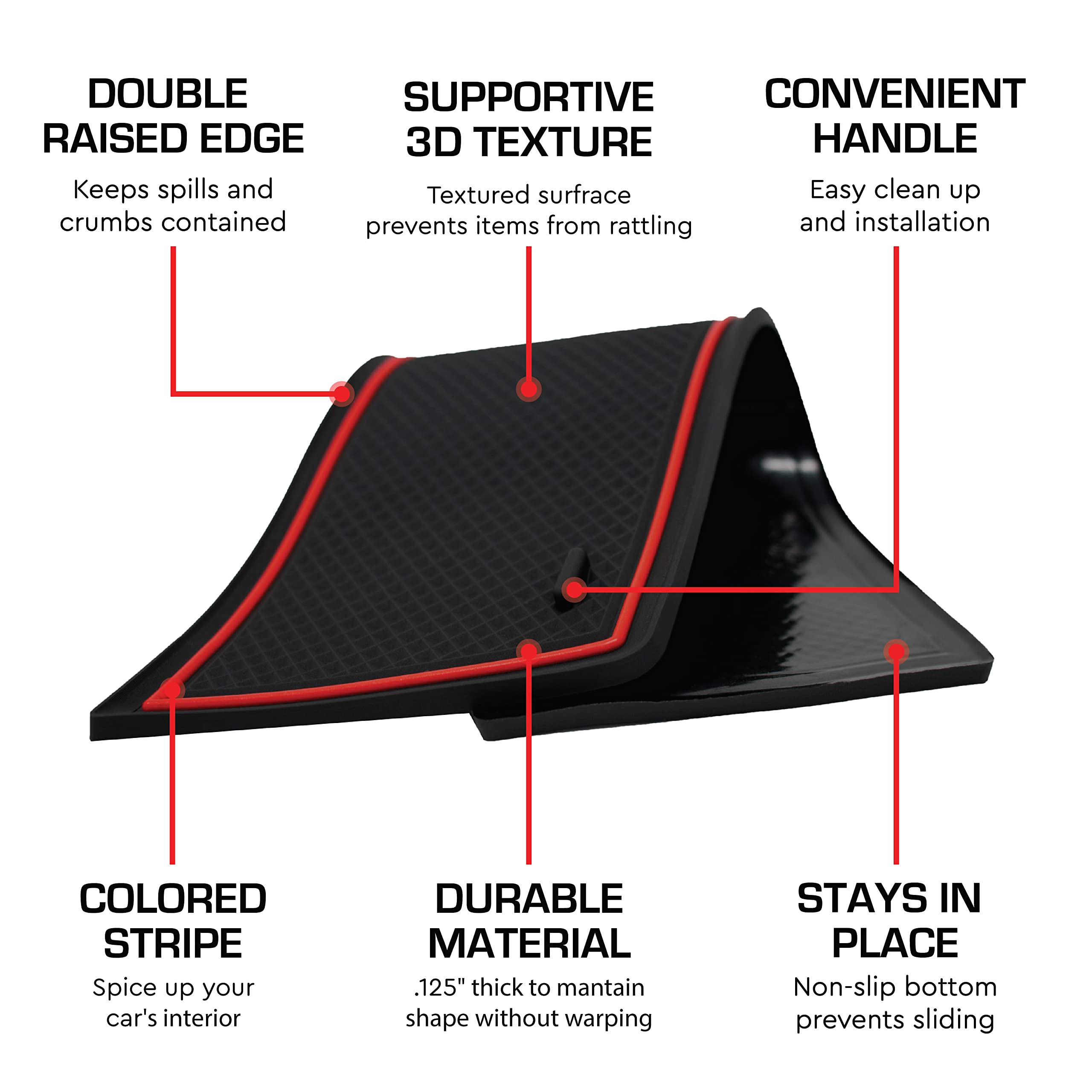 CupHolderHero fits Chevy Silverado and fits GMC Sierra Accessories 2014-2018 Premium Custom Interior Anti Dust Center Console Organizer Tray with Liner Mats, 4-pc Set (Red Trim)