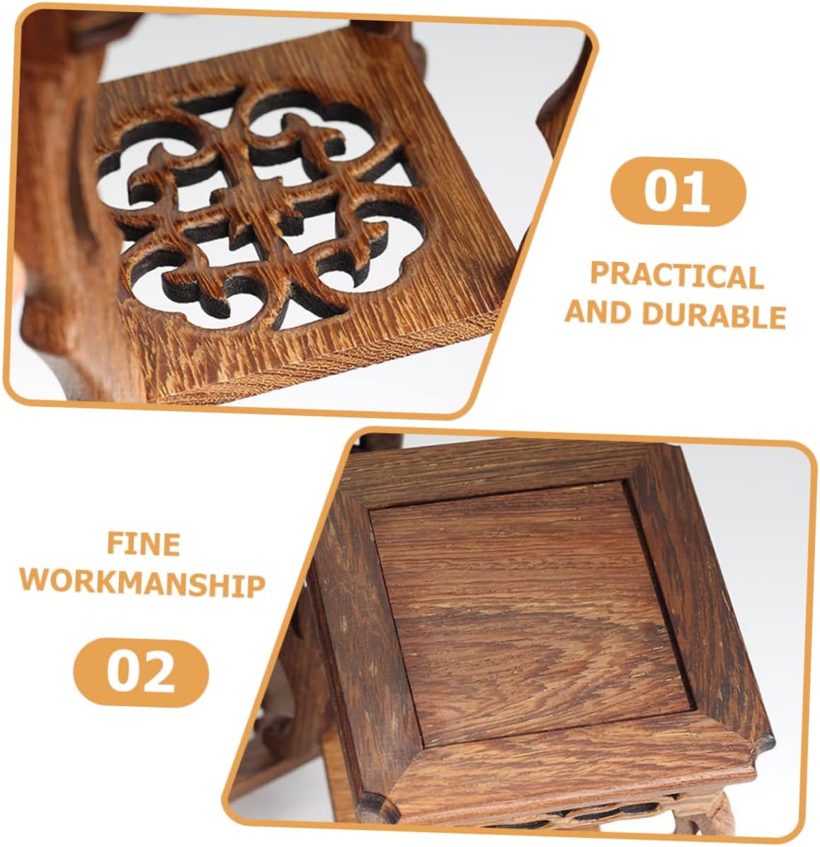 Cabilock Home Decor Wooden Stool Plant Stand Antique Vase Aquarium Table Chinese Flower Pot Display Rack Vintage Plant Pot Riser Oriental Furniture Holder for Home Decorations Office Decor