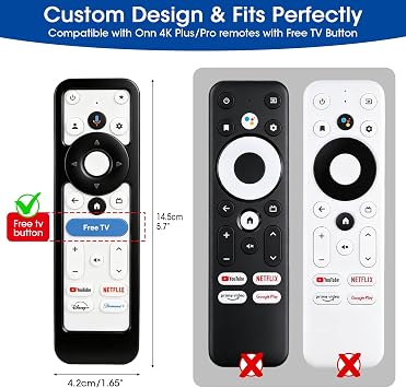 Silicone Protective Case Cover for Onn Google TV 4K Plus/Pro Streaming Device (2024) Android TV Box Remote Control Holder Protector Skin Sleeve,Shockproof,Anti-Slip Back Cover-Black