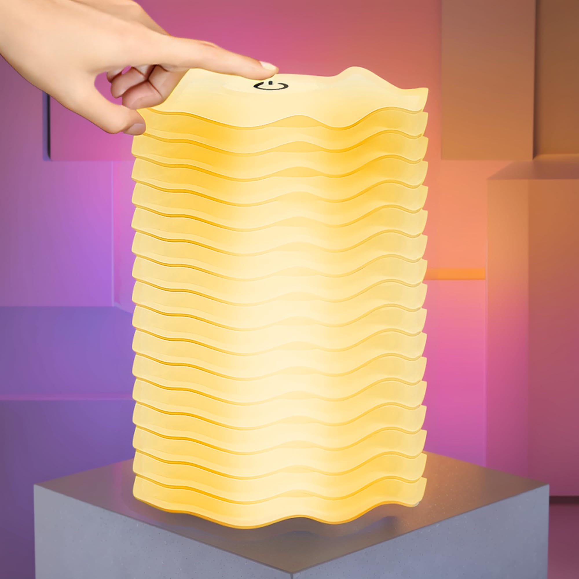 Gondinsky Touch Bedside Table Lamp,RGB Mode Small Table Lamp, 8 Level Adjustable Brightness LED Nightstand Lamp for Bedroom, Warm Light Multi-Color Lamp for Living Room Home Gifts