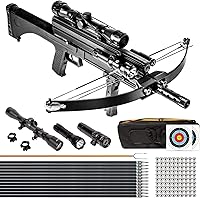XGeek 100lb Hunting Crossbow 240 FPS - Complete Kit with Scope, Arrows, Steel Balls & Harpoon for Hunting & Fishing