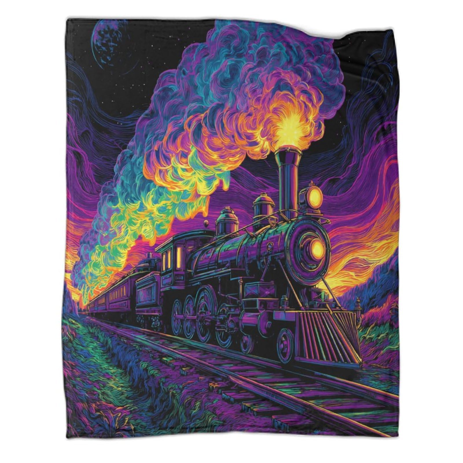 Couverture en flanelle 3D train idée cadeau d'anniversaire originale plaid ado
