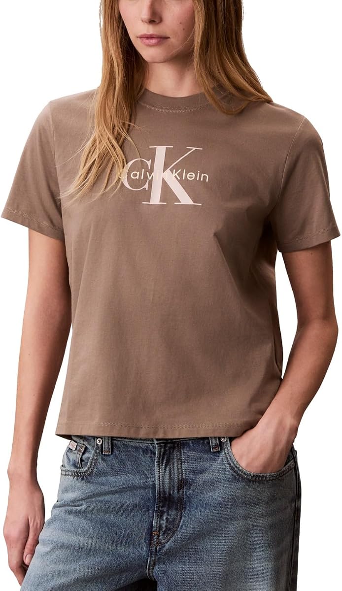 Calvin Klein Camiseta con cuello redondo y logo monograma para mujer