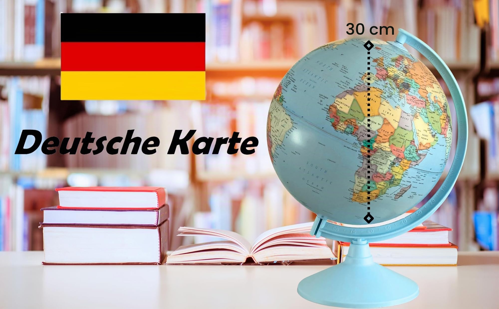 30cm Schülerglobus - Karte auf Deutsch - Globus Bildung Drehbarer - Pädagogische/geografische - Schule, Zuhause und Büro - Durchmesser 30cm