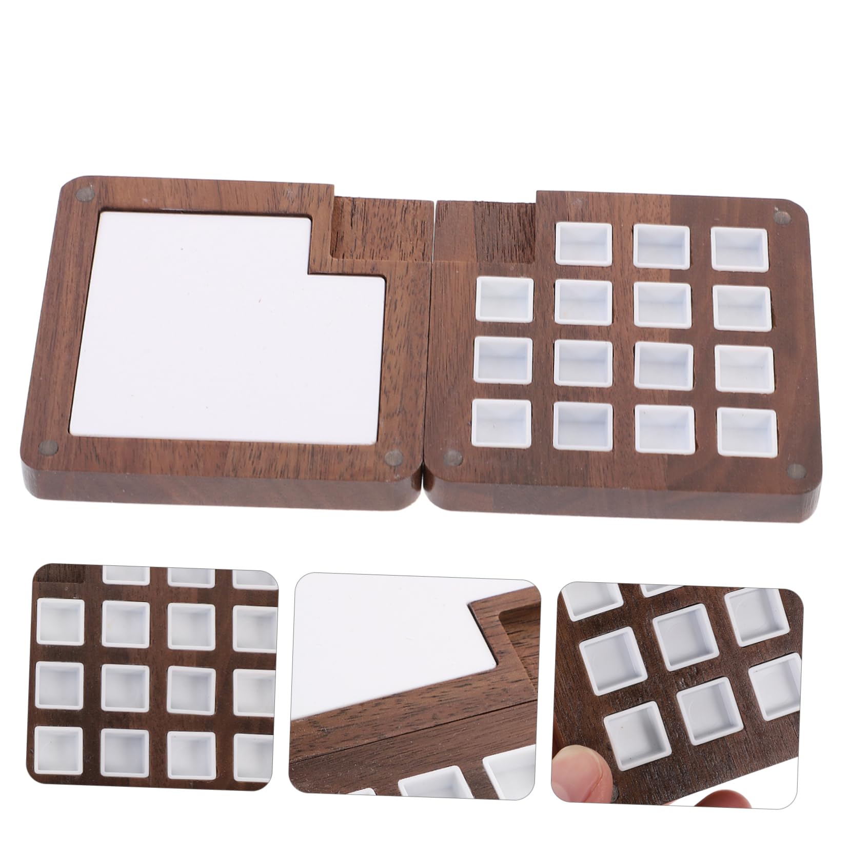 Anneome 3piezas Caja De De Madera Portátil Compartimentos para Acuarelas Estuche De De Magnético para y