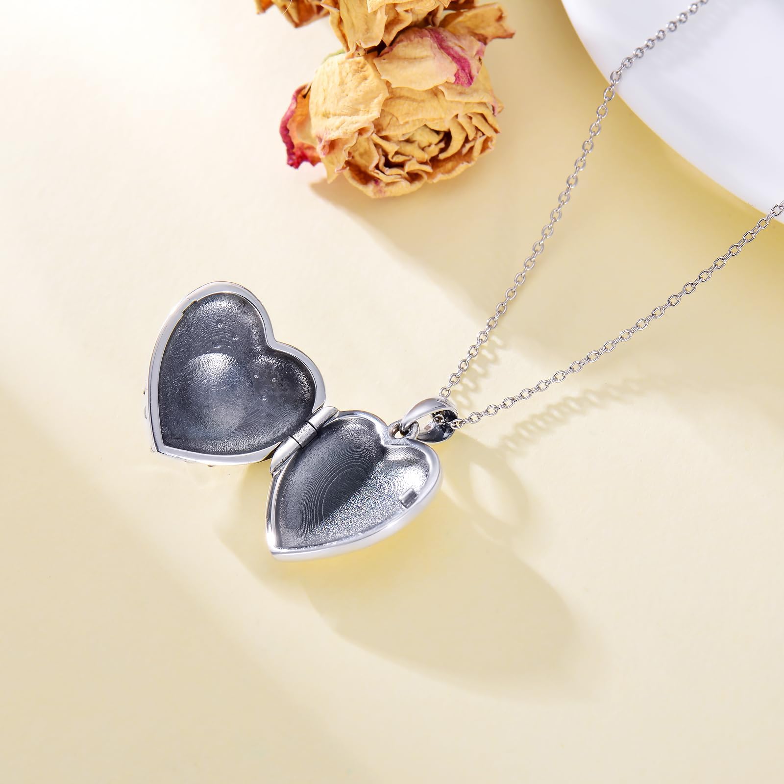 Medalion łańcuszek na szyję ze srebra wysokiej próby 925, medalion z otwieranym obrazkiem, serce i okrągły medalion, amulet do otwierania, biżuteria fotograficzna, prezent dla kobiet, mężczyzn