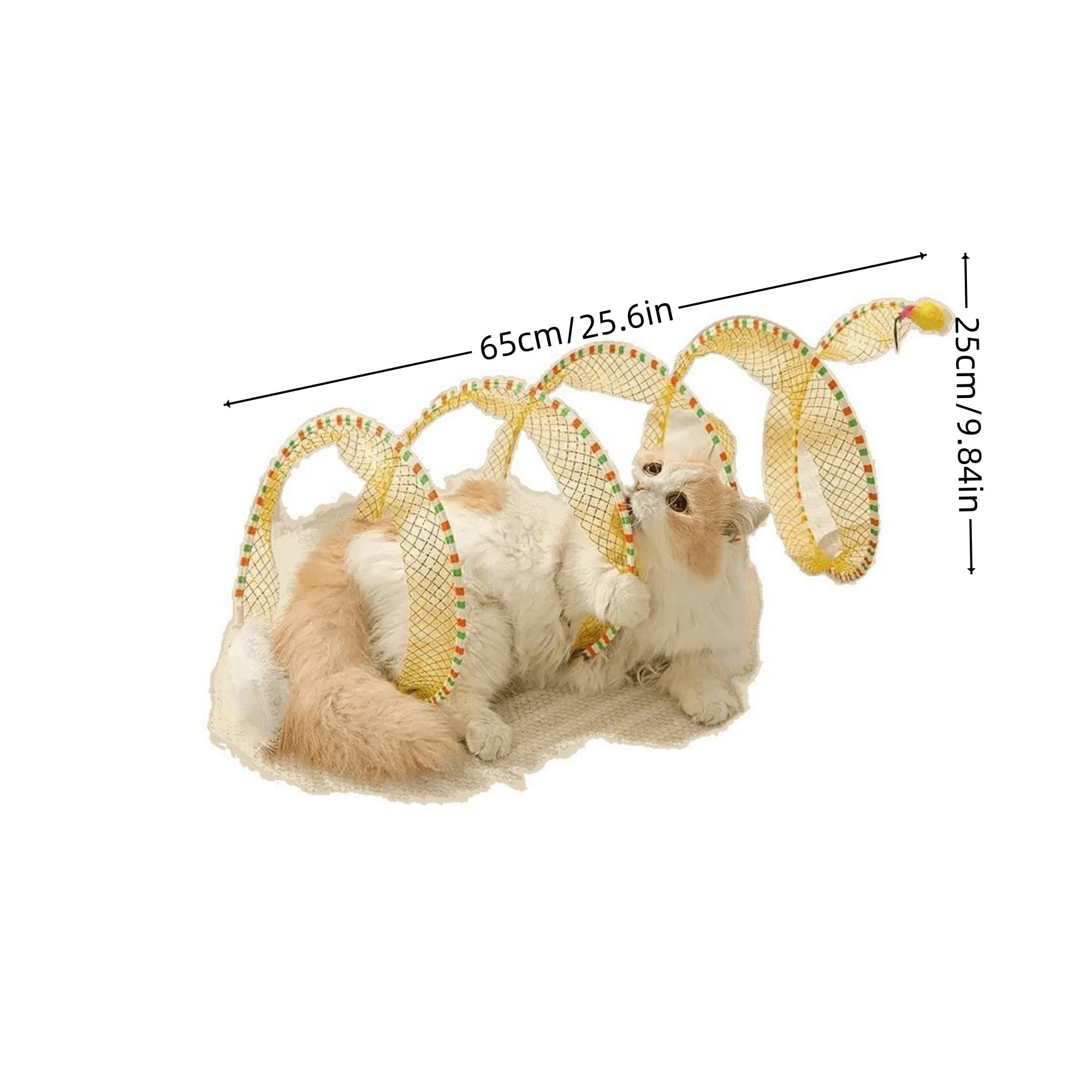 Cat Tunnel and Interactive Teaser Wand Set, White And Yellow - Image 2
