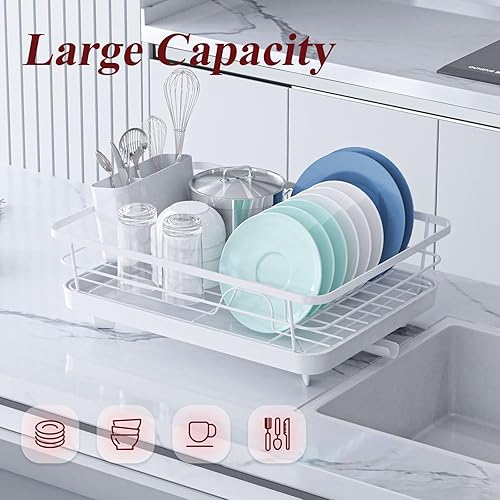 Miniatura 2 de Escurridor de platos, compacto para encimera de cocina con un soporte para cubiertos, estante de cocina duradero de acero inoxidable para varios