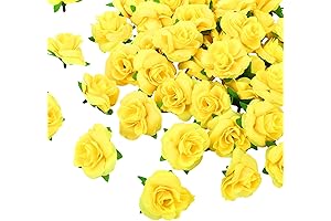 50-Piece Mini Yellow Roses for Decor, Crafts, Weddings