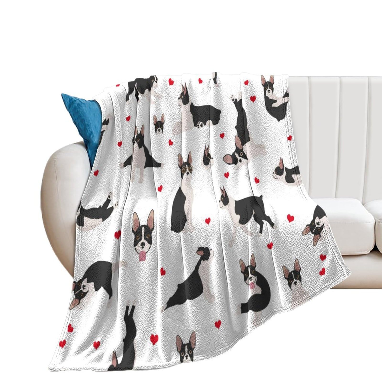 Nibaba Men's Multicoloured Boston Terrier Puppies French Bulldog Blanket Fuzzy Throws, Soft Blankets For Wo Boys Girls, Cozy Plush Comfy Microfiber Throw Blanket For Couch Sofa Bed 60X80inches (150X200cm)
