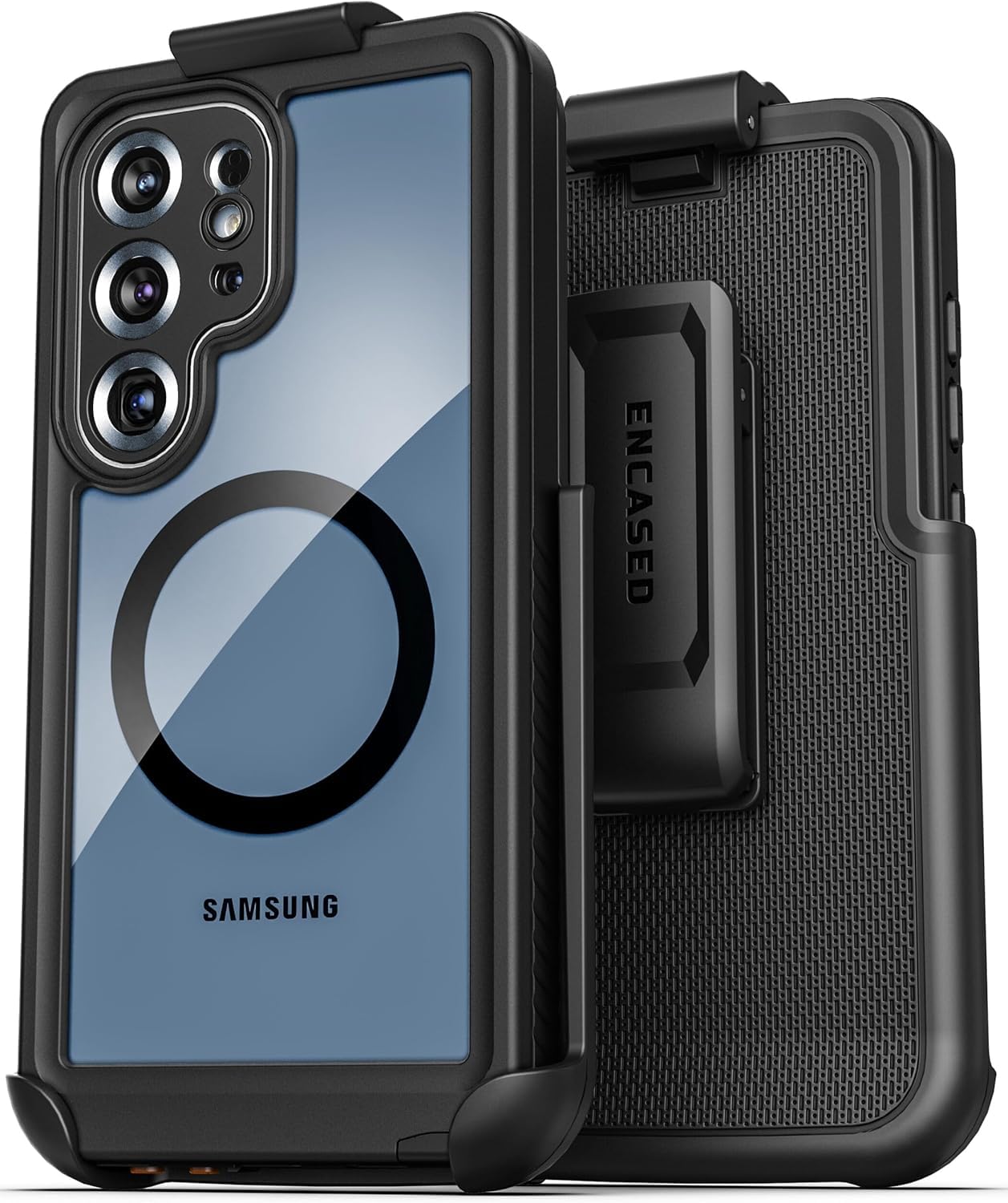Encased Waterproof Belt Case for Samsung Galaxy S25 Ultra with Holster Clip [Full-Body] 360 Protective Cover with Built-in Screen Protector (IP68,
