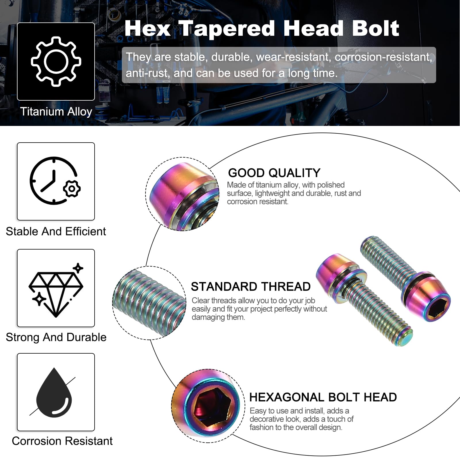 PATIKIL M5x18mm Titanium Bicycle Stem Bolt - Image 3