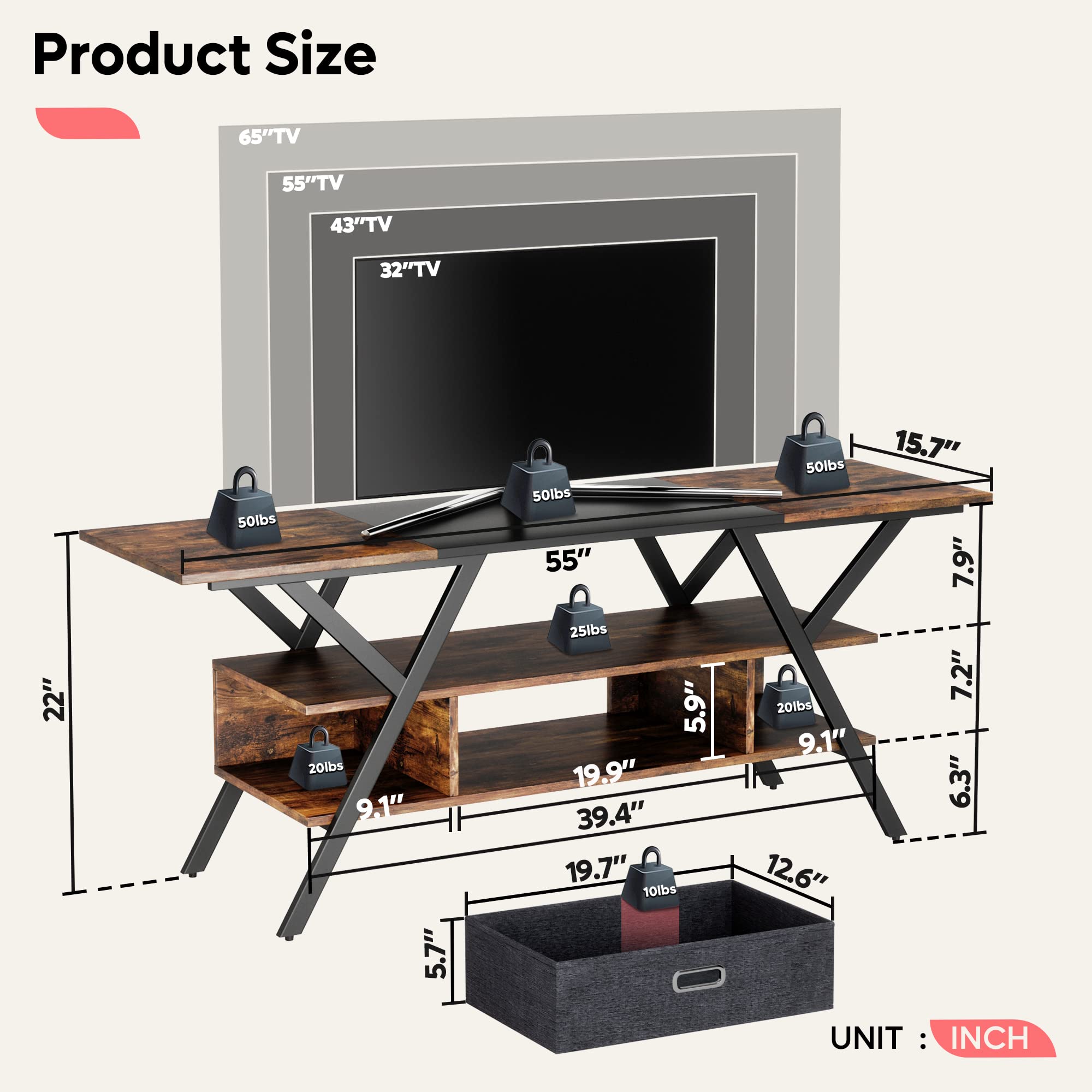 Bestier 55" Gaming TV Stand f...B094ZXKKFM