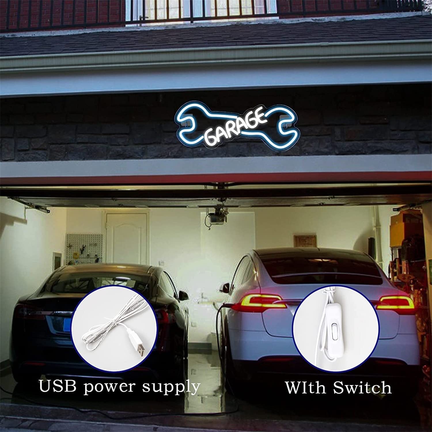 Insegna Luminosa Al Neon STOP - 30x30 Cm, Acrilico Con Alimentazione USB - Per Garage, Officina, Casa