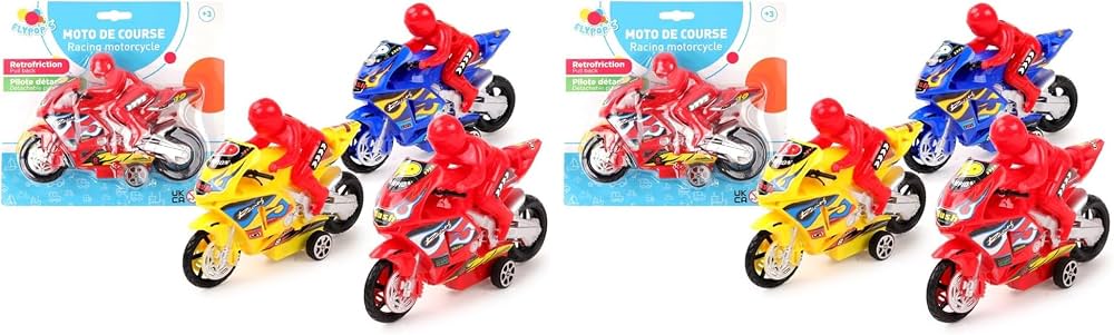 FLYPOP’S – 4 Voitures Crash Racing – Friction – Métal – 9 Cm – Multicolore – Cadeau Enfant Dès 3 Ans