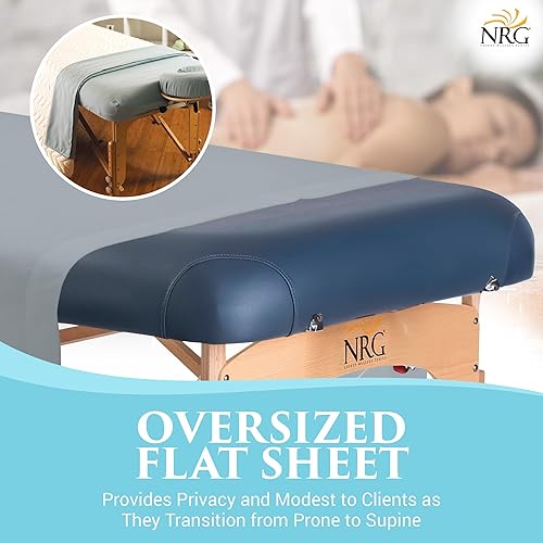 Miniatura 2 de NRG - Sábanas planas de masaje de franela de lujo  Ropa de cama de masaje 100% franela de algodón  160 GSM, 200 hilos  Algodón suave de doble