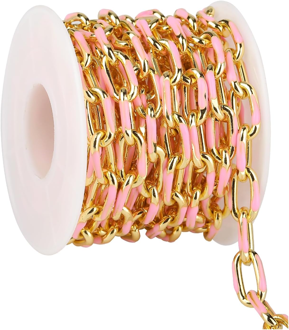 KYUNHOO 6.5 Feet Colorful Chains for Jewelry Making Enamel Paperclip Chain Roll 18K Gold Plated Brass Jewelry Making Chains for Handcraft DIY Supply Jewelry Findings