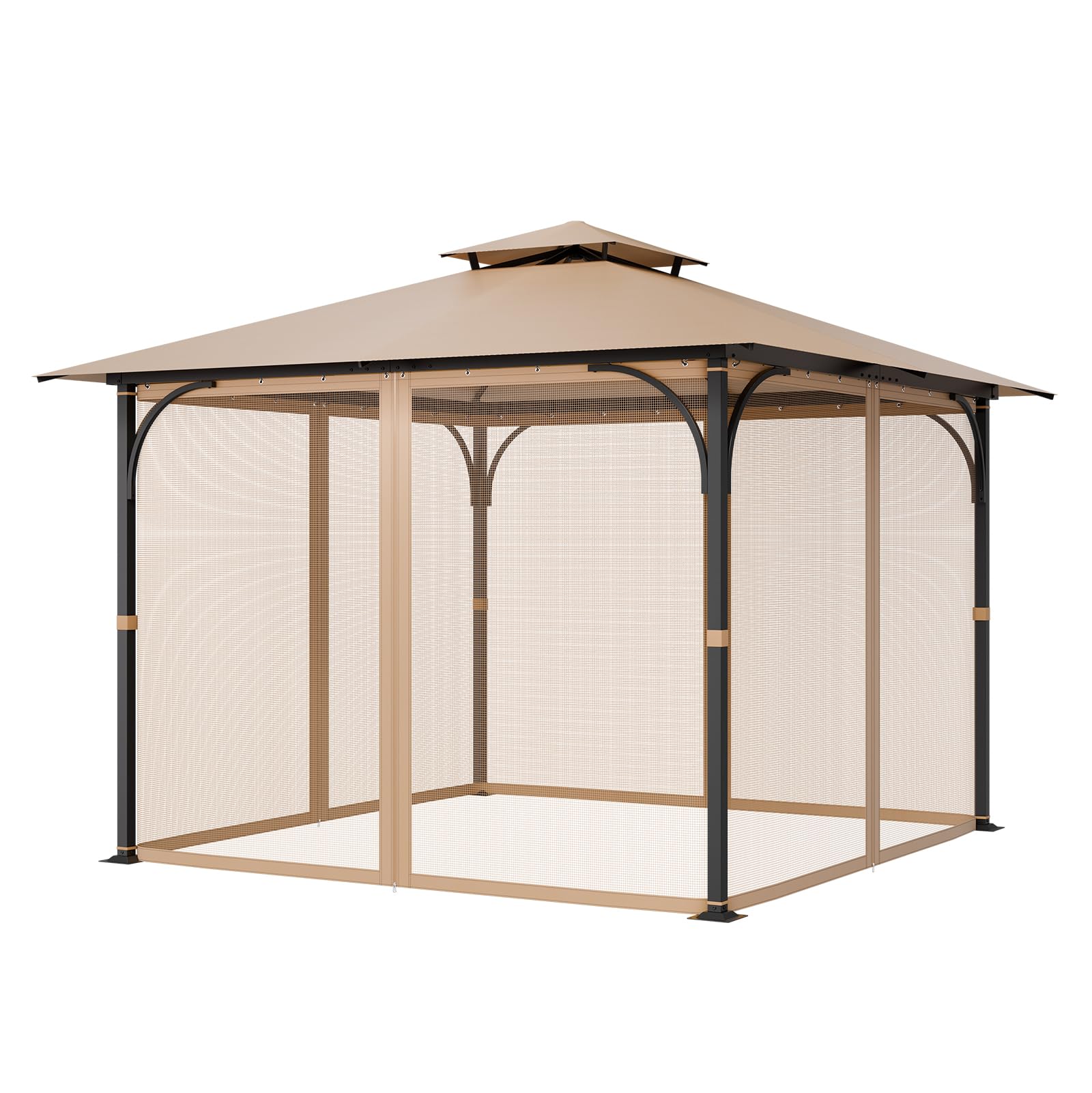 VEVOR Moustiquaire Tonnelle de 304,8x304,8x213,4 cm, Moustiquaire Gazebo Extérieur, avec Double Fermeture Éclair, Rideau de Tonnelle en Maille Anti-moucherons pour Jardin, Patio, Filet Uniquement