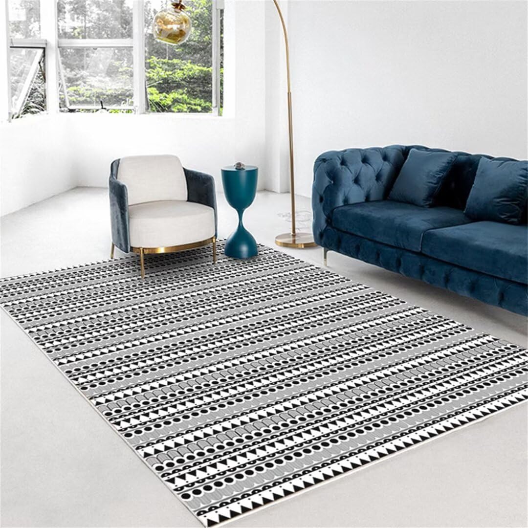 Alfombra de cocina gris y negra lavable RUGMRZ de diseño simple para salon y comedor