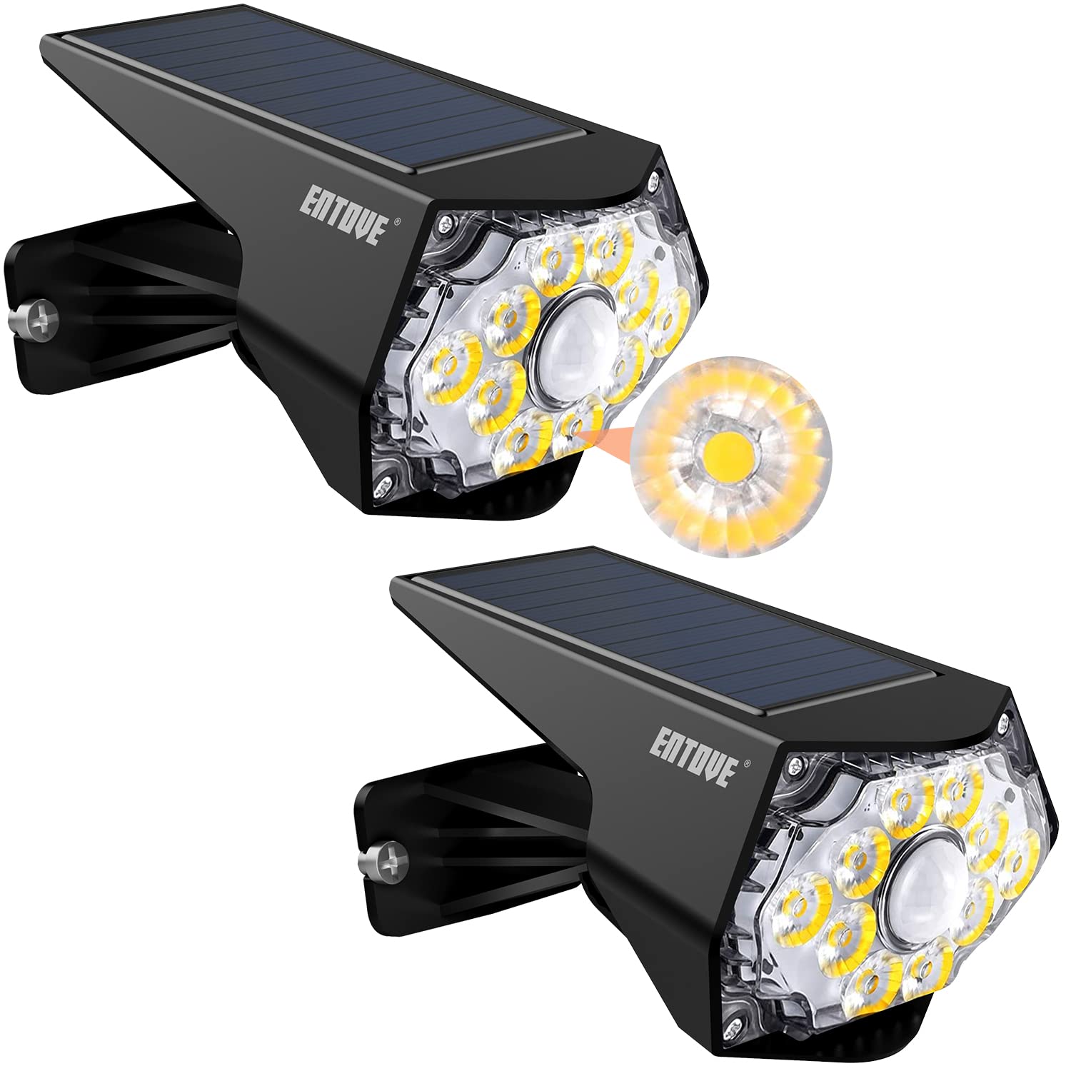 Solar Motion Lights Outdoor, Solar Motion Sensor Security Lights IP 67 Waterproof Solar Powered Lights 120ยฐAdjustable Security Wall Light for Garden Patio Yard (2Pack)