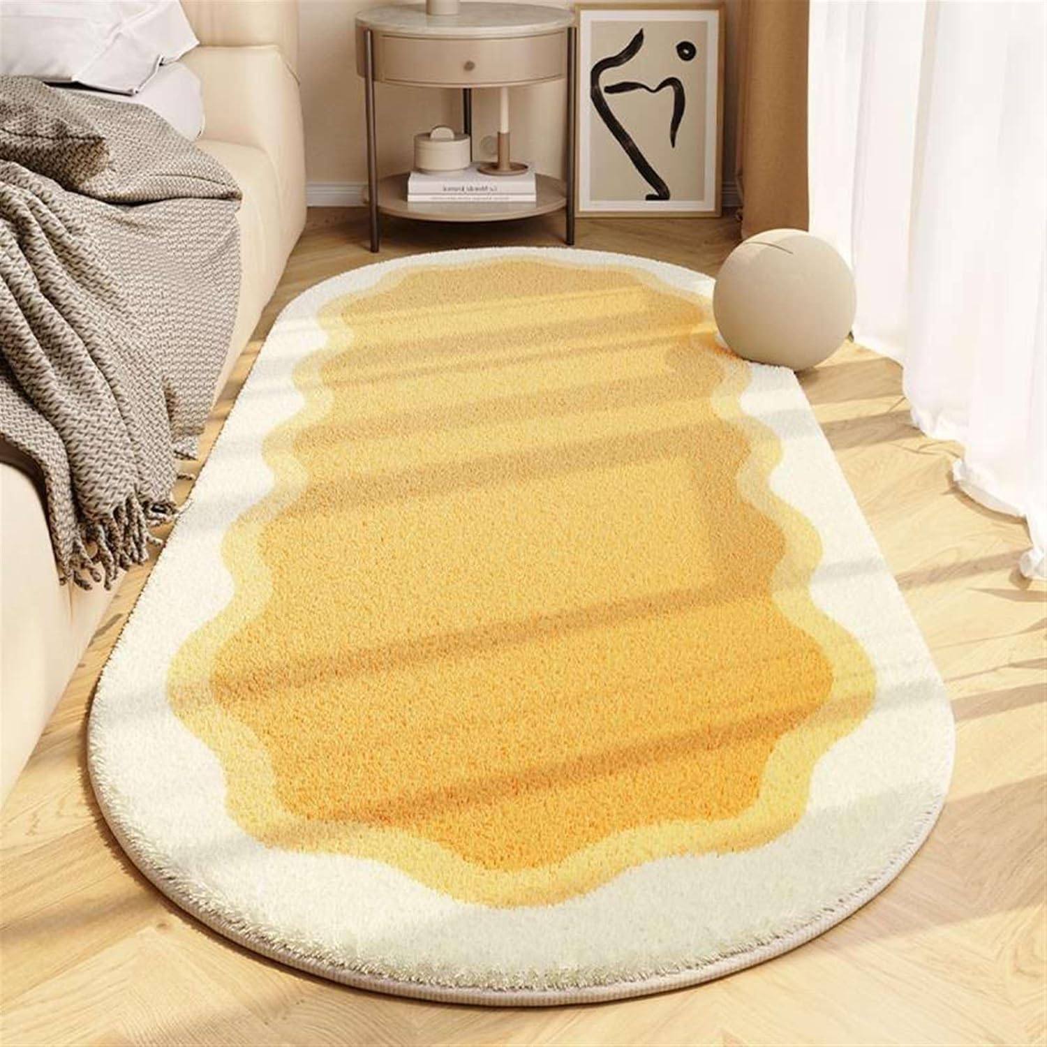 Tapis chambre à coucher jaune moderne 60x180cm tapis d'intérieur shaggy