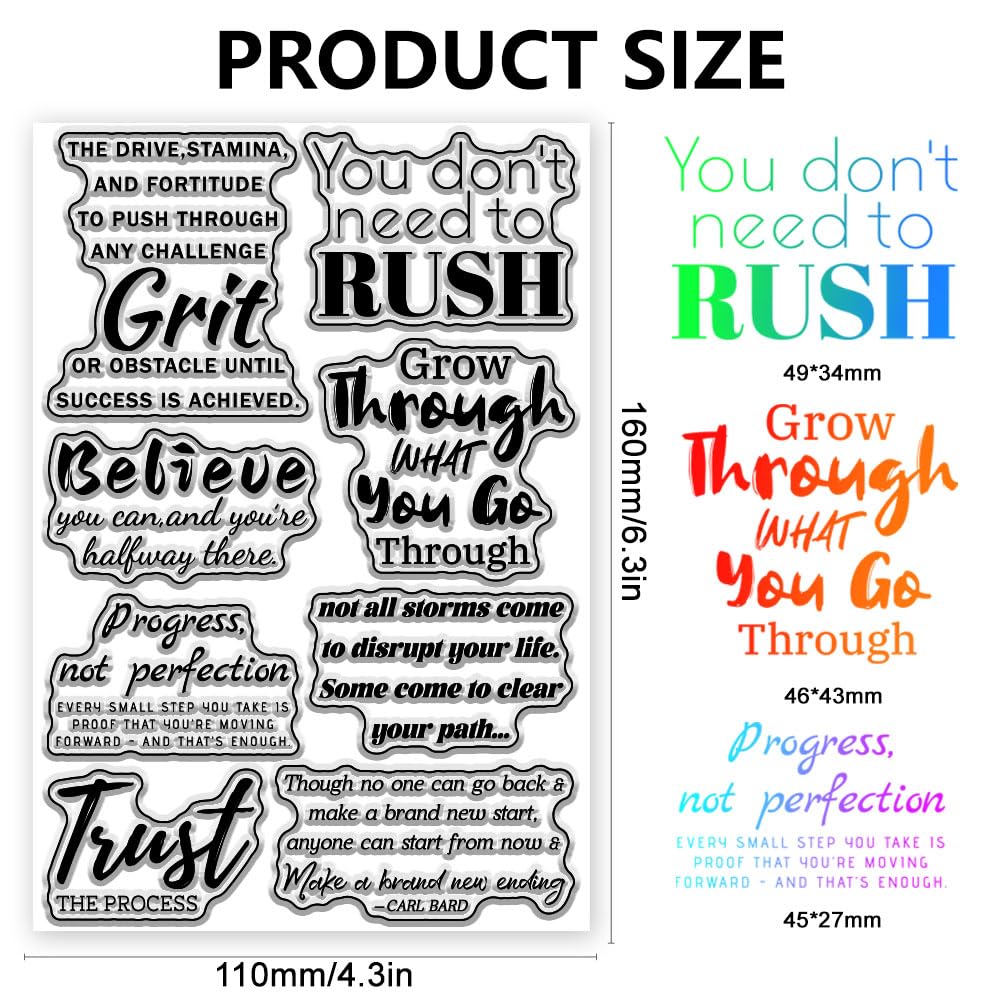 Timbri trasparenti in silicone con motivo a frasi ispiratrici, timbro sigillo trasparente per fai da te, scrapbooking e creazione di biglietti, decorazioni artigianali con carta, 16 x 10,9