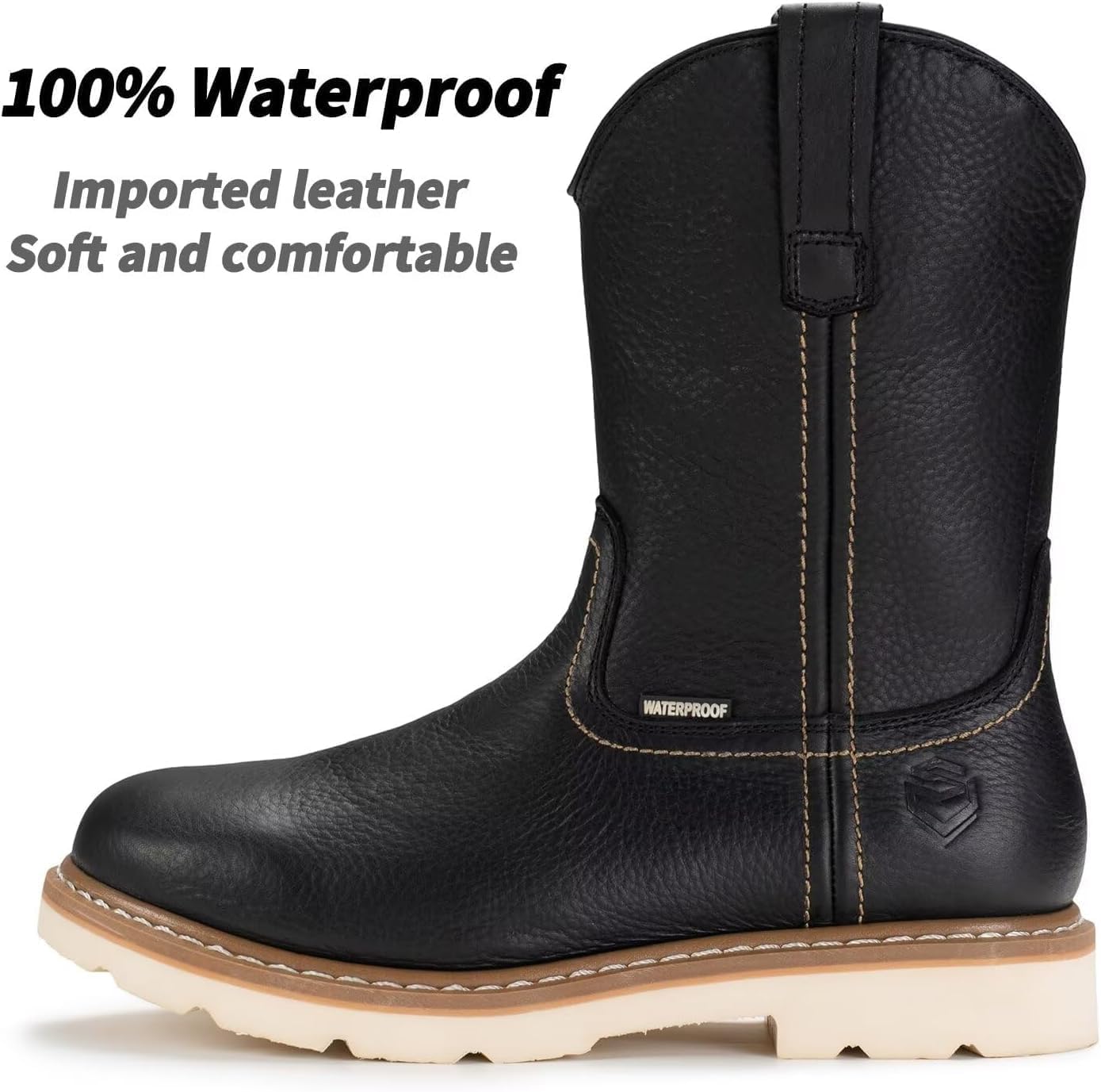 SUREWAY Mens 10 in Soft/Steel Toe Waterproof Wellington Boot,Heavy Duty Pull On Work Boots for Men,Full Grain Leather,Goodyear Welted,Superior Slip Resistant - Image 4