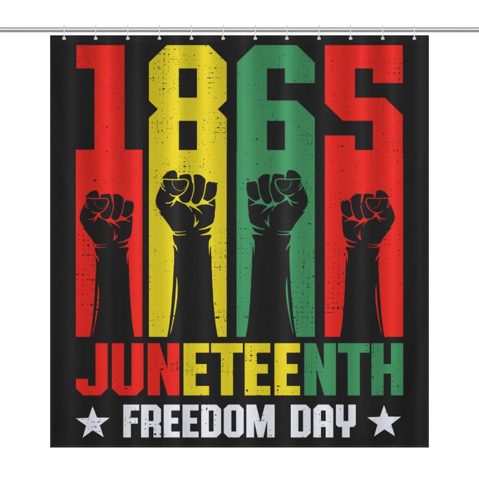 Oudrspo Juneteenth 1865 Freedom Black History Month Shower Curtain Modern Bath Curtain Bathroom Decor Set with 12 Hooks 60 X 72 Inch