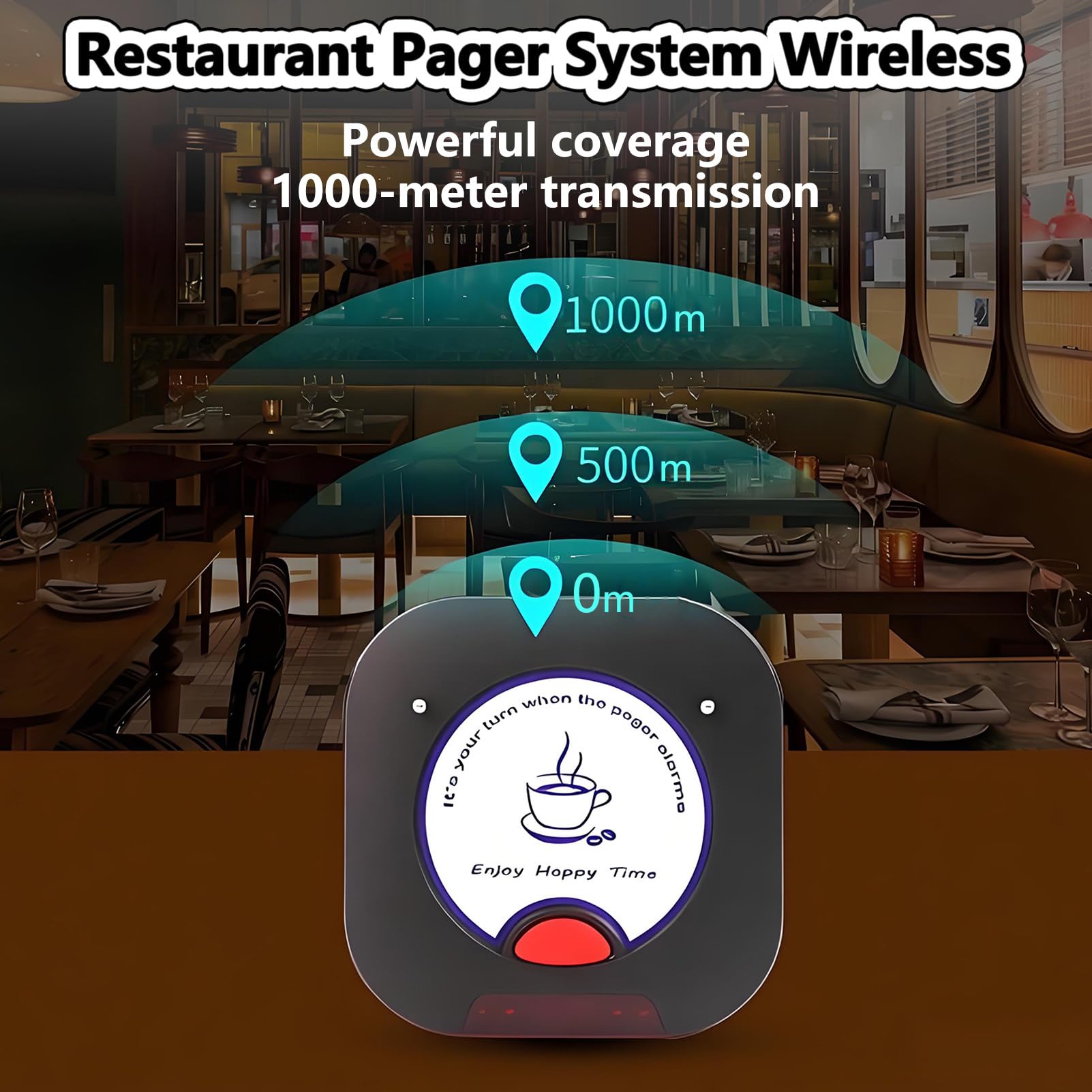 Buscapersonas para Restaurantes, Llamador de Mesa Hosteleria 20 Pagers, Teclado Táctil, Batería de 300 Mah y Alertas de Zumbido, Vibración y Luz, para Camiones de Comida, Cafeterías