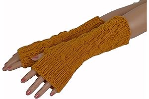 Hand Knitted Yellow Fingerless Gloves for Women