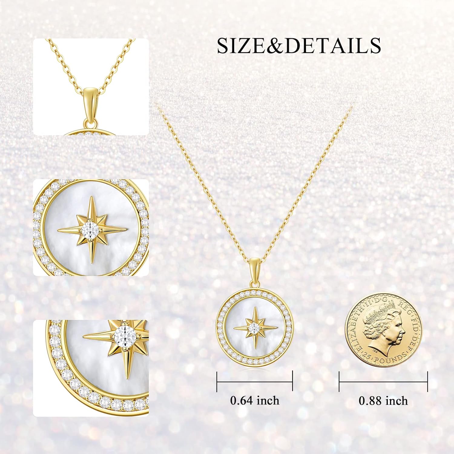SISGEM 14ct Real Gold Compass Necklace for Women, Simple Yellow North Star Pendant I'd Be Lost Without You Circle Compass Jewelry Anniversary Birthday Gift for Her, Wife, Mother - Image 5